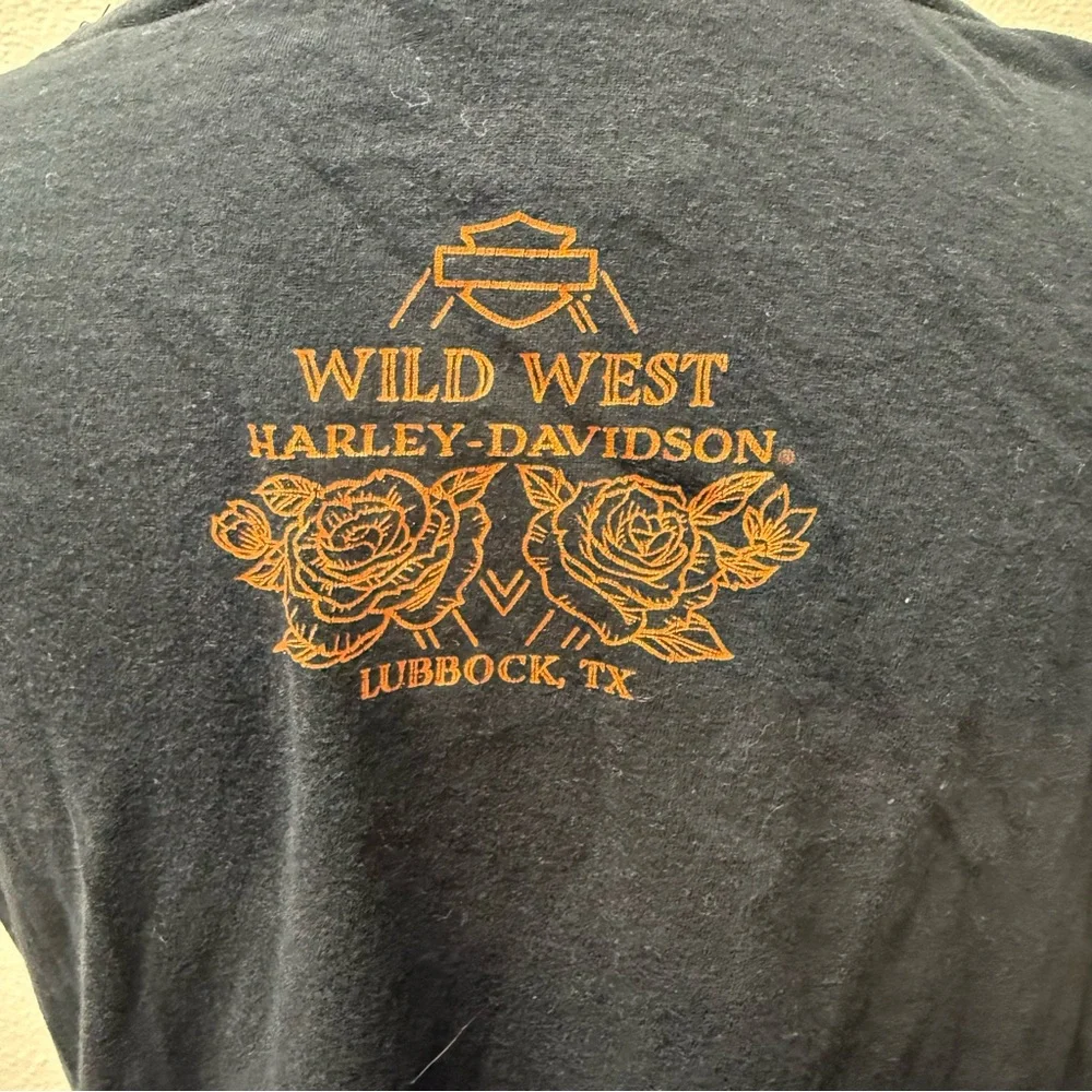 Harley Davidson Black Orange Graphic Logo Motorcycle Biker Tee Shirt L - Picture 5 of 10